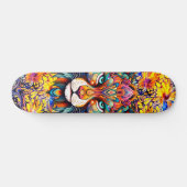 Whimsical Wild Tiger Abstrakt Art Skateboard Deck (Horizontal)