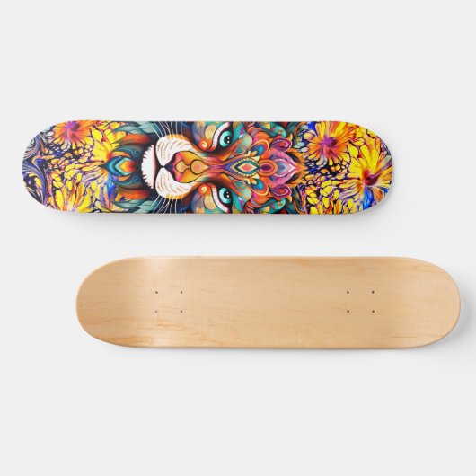 Whimsical Wild Tiger Abstrakt Art Skateboard Deck (Horizontal)