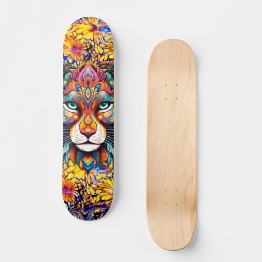 Whimsical Wild Tiger Abstrakt Art Skateboard Deck (Vorderseite)