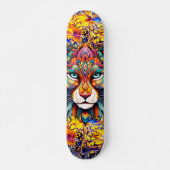 Whimsical Wild Tiger Abstrakt Art Skateboard Deck (Vorne)