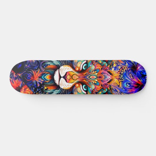 Whimsical Wild Tiger Abstrakt Art Skateboard Deck (Horizontal)