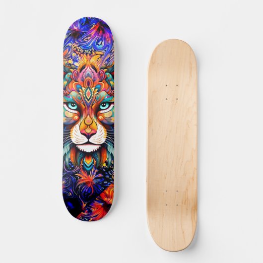 Whimsical Wild Tiger Abstrakt Art Skateboard Deck (Vorderseite)