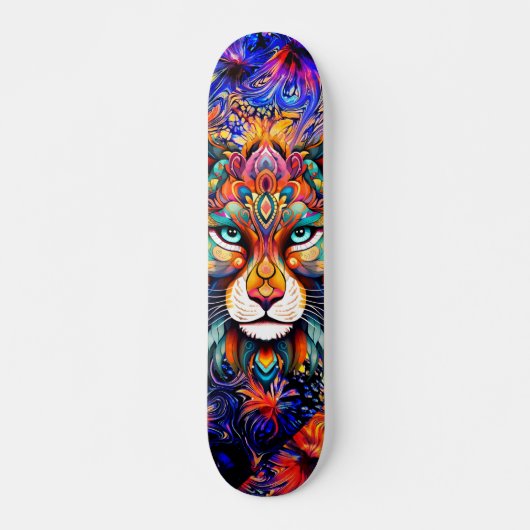 Whimsical Wild Tiger Abstrakt Art Skateboard Deck (Vorne)
