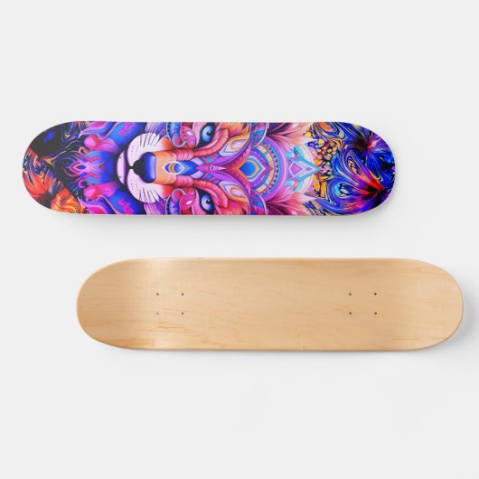 Whimsical Wild Wolf Abstrakt Art Skateboard Deck (Horizontal)