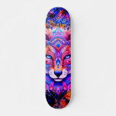 Whimsical Wild Wolf Abstrakt Art Skateboard Deck (Vorne)
