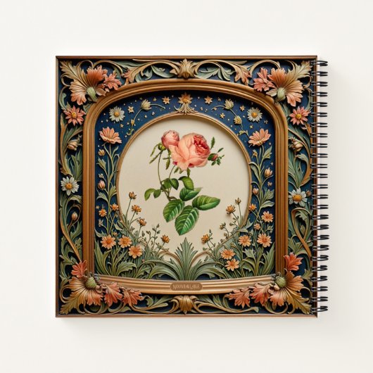 Whimsical Wildblume Abend William Morris Style Notizblock (Rückseite)
