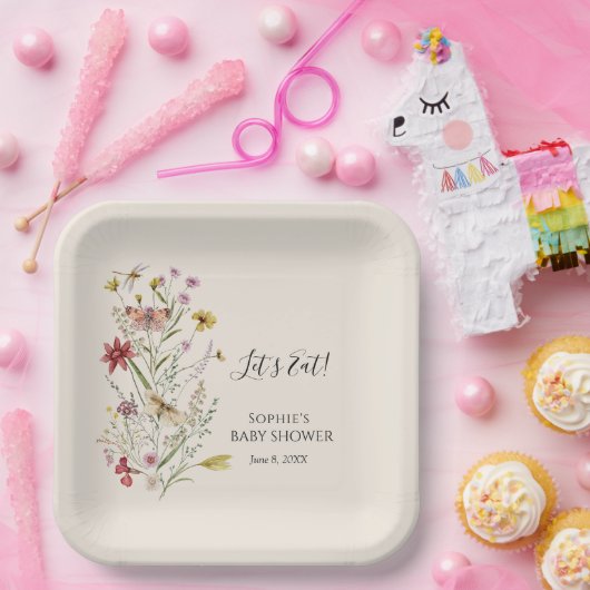 Whimsical Wildblume Baby in Bloom Willkommen Pappteller (Party)