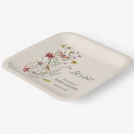 Whimsical Wildblume Baby in Bloom Willkommen Pappteller (Gewinkelt)