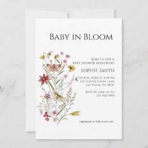 Whimsical Wildblume Baby in Blüteneinladung Einladung