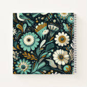 Whimsical Wildblume & Bird Notebook - Aquamarin Dr Notizblock (Rückseite)