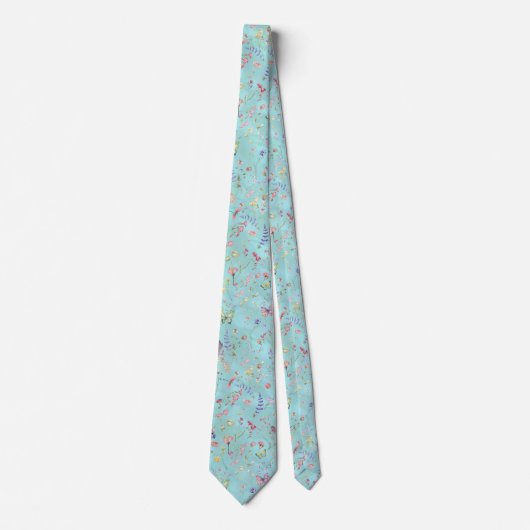 Whimsical Wildblume Blue Neck Tie Krawatte (Vorderseite)