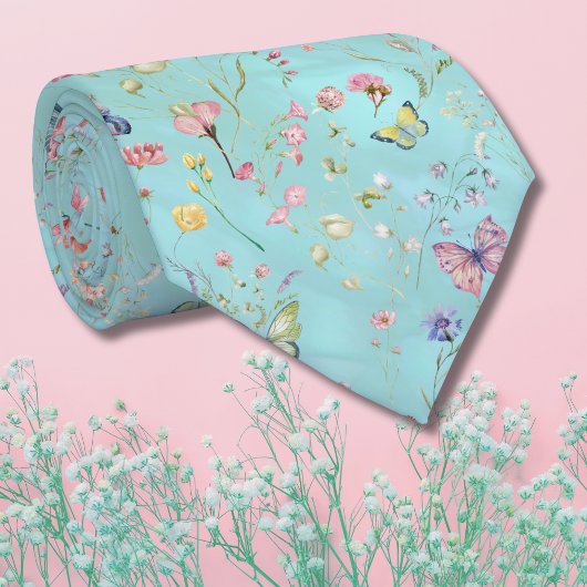 Whimsical Wildblume Blue Neck Tie Krawatte