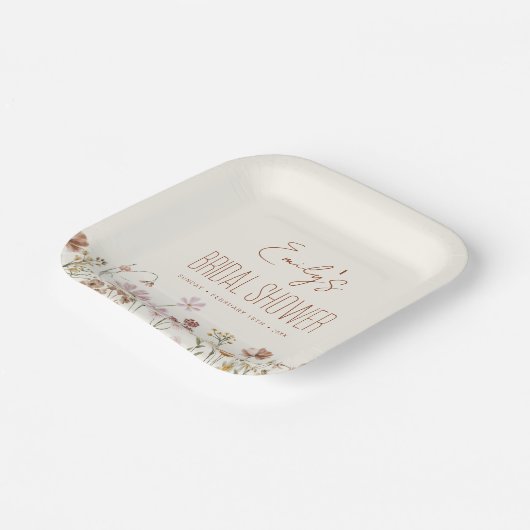 Whimsical Wildblume Boho Brautparty in Bloom Pappteller (Gewinkelt)