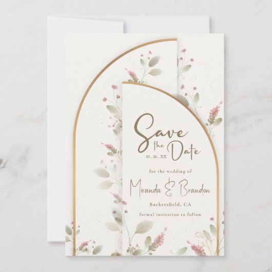 Whimsical Wildblume Boho Wedding Save the Date Einladung (Vorderseite)