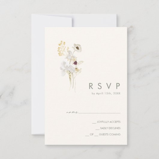 Whimsical Wildblume Bouquet | Elfenbein-RSVP-Karte RSVP Karte (Vorderseite)