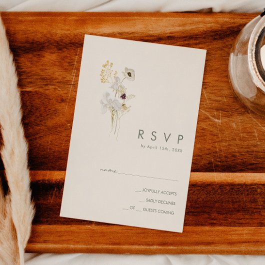 Whimsical Wildblume Bouquet | Elfenbein-RSVP-Karte RSVP Karte
