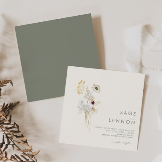 Whimsical Wildblume Bouquet | Elfenbeinplatz Einladung