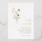 Whimsical Wildblume Bouquet | Gold Folieneinladung (Vorderseite)
