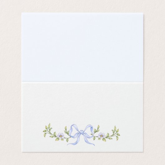 Whimsical Wildblume Bow Baby Dusche Platzkarte (Außenseite Aufgefaltet)