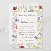 Whimsical Wildblume Ecru & Sage Wedding Einladung (Vorderseite)