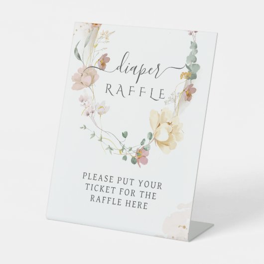 Whimsical Wildblume Elegant Baby Duwer Wineller Sockelschild (Vorderseite)