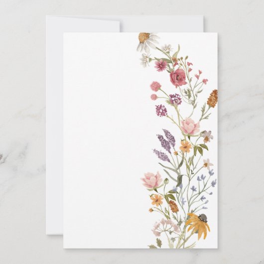 Whimsical Wildblume Elegant Boho Wedding Einladung (Rückseite)