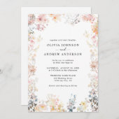 Whimsical Wildblume Elegante Moderne Blumenhochzei Einladung (Vorne/Hinten)