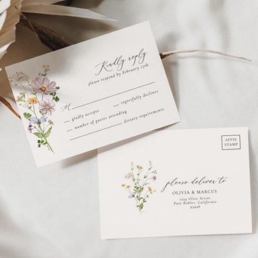 Whimsical Wildblume Elegante Wedding RSVP Card