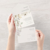 Whimsical Wildblume Elfenbein Foto Siegel und send All In One Einladung (Abreißen)