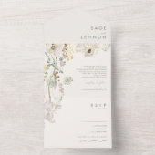 Whimsical Wildblume Elfenbein Foto Siegel und send All In One Einladung (Innen Boden)