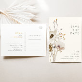 Whimsical Wildblume Elfenbeinküste Save the Date P Einladungspostkarte