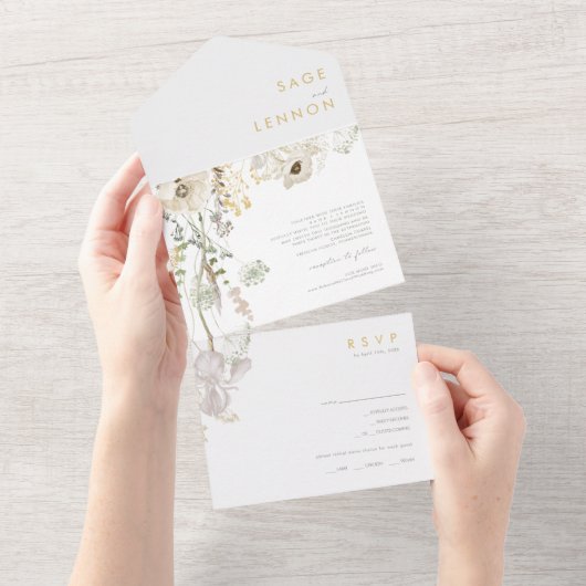 Whimsical Wildblume Foto Siegel und senden All In One Einladung (Abreißen)