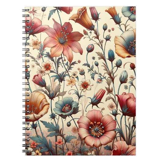 Whimsical Wildblume Garden Notebook Notizblock (Vorderseite)