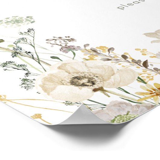 Whimsical Wildblume Guest Book Sign Poster (Ecke)