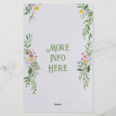 Whimsical Wildblume Hochzeit Zeremonie Einladung Briefpapier (Rückseite)
