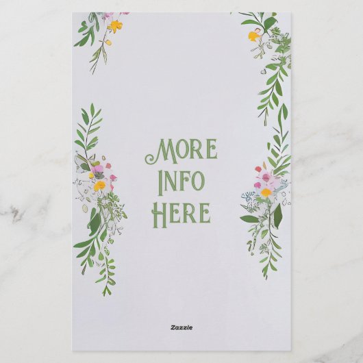 Whimsical Wildblume Hochzeit Zeremonie Einladung Briefpapier (Rückseite)