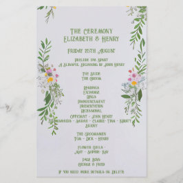 Whimsical Wildblume Hochzeit Zeremonie Einladung Briefpapier