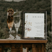 Whimsical Wildblume Ivory Wedding Drinks Menü Poster