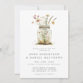 Whimsical Wildblume Mason Jar Wedding Einladung (Vorderseite)