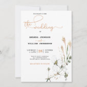 Whimsical Wildblume Meadow Kalligrafy Wedding Einladung (Vorderseite)