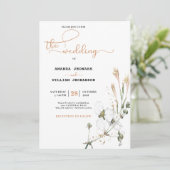 Whimsical Wildblume Meadow Kalligrafy Wedding Einladung (Stehend Vorderseite)