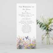 Whimsical Wildblume Meadows Wedding Program Menükarte (Stehend Vorderseite)