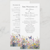 Whimsical Wildblume Meadows Wedding Program Menükarte (Vorne/Hinten)