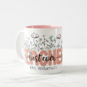 Whimsical Wildblume Personalisiert Bester Lehrer Zweifarbige Tasse (Vorderseite Links)