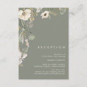 Whimsical Wildblume Sage Green Wedding Empfang Begleitkarte (Vorderseite)