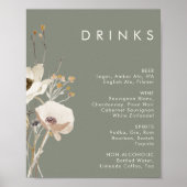 Whimsical Wildblume Sage Wedding Drinks Menü Poster (Vorne)