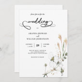 Whimsical Wildblume simple kalligraphy Wedding Einladung (Vorne/Hinten)