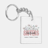 Whimsical Wildblume Sistes sind die besten Freunde Schlüsselanhänger (Vorderseite links)