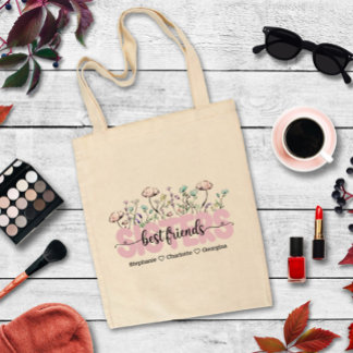 Whimsical Wildblume Sistes sind die besten Freunde Tragetasche