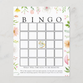 Whimsical Wildblume Tea Baby Bingo Game Card